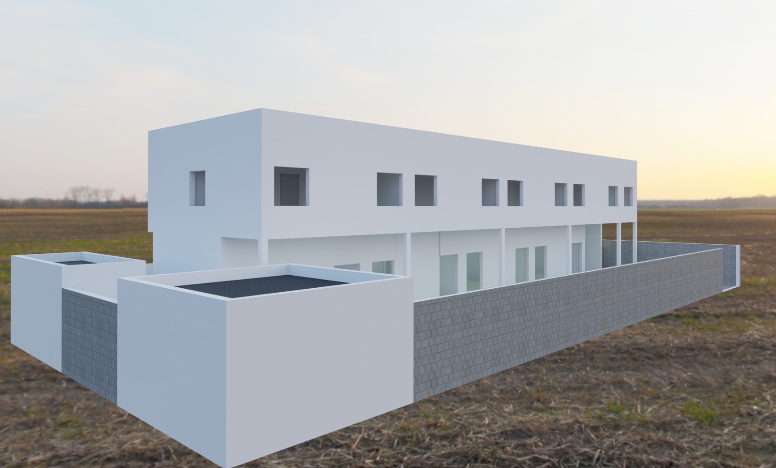Vue extérieure de la future école au Tchad